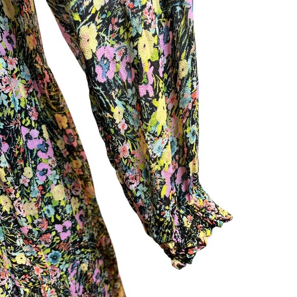 ZARA Long Sleeved Floral Dress Size Small but Roomy Ruffled Lined Peasant - Picture 5 of 12